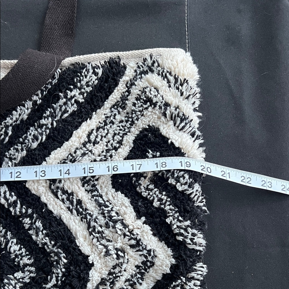 Panache Black and Cream with Grey Textured Geometric Tote Bag - Picture 6 of 9